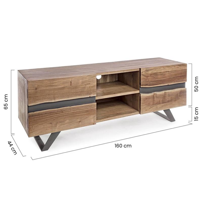 ACHILLE MOBILE TV ACACIA METALLO 160X44X65CM