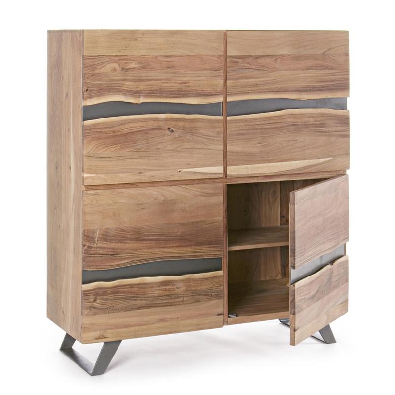 ACHILLE CREDENZA ALTA 4/A ACACIA METALLO 118X45X138CM
