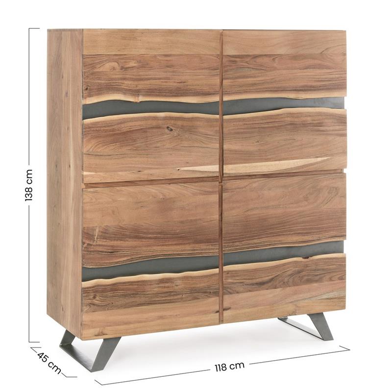 ACHILLE CREDENZA ALTA 4/A ACACIA METALLO 118X45X138CM