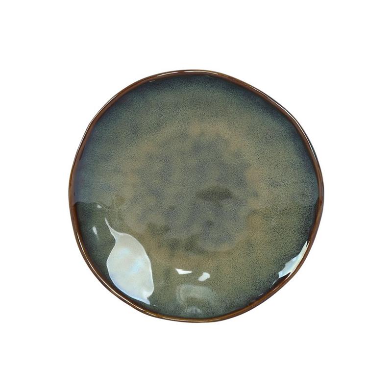 SET ELEN 18 PIATTI IN CERAMICA VERDE SCURO
