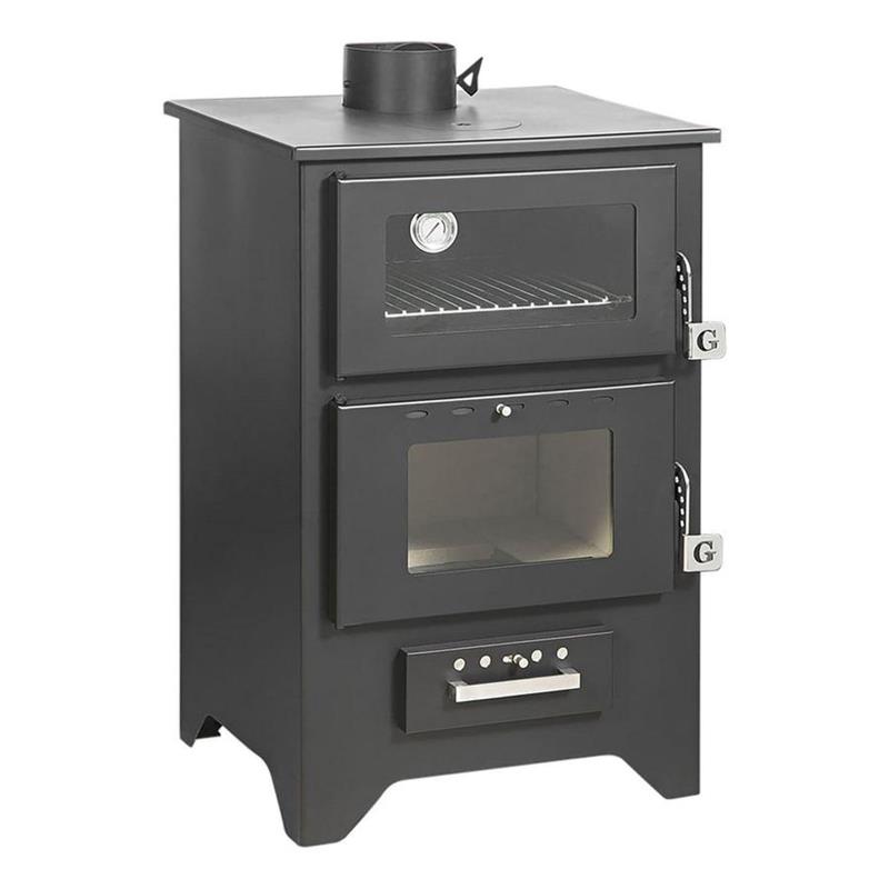 STUFA LEGNA SILVIA CON FORNO NERA   14,6 KW L50,5XP58,5XH90,