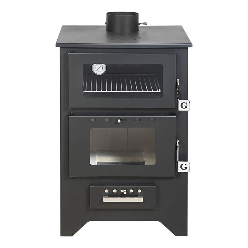 STUFA LEGNA SILVIA CON FORNO NERA   14,6 KW L50,5XP58,5XH90,