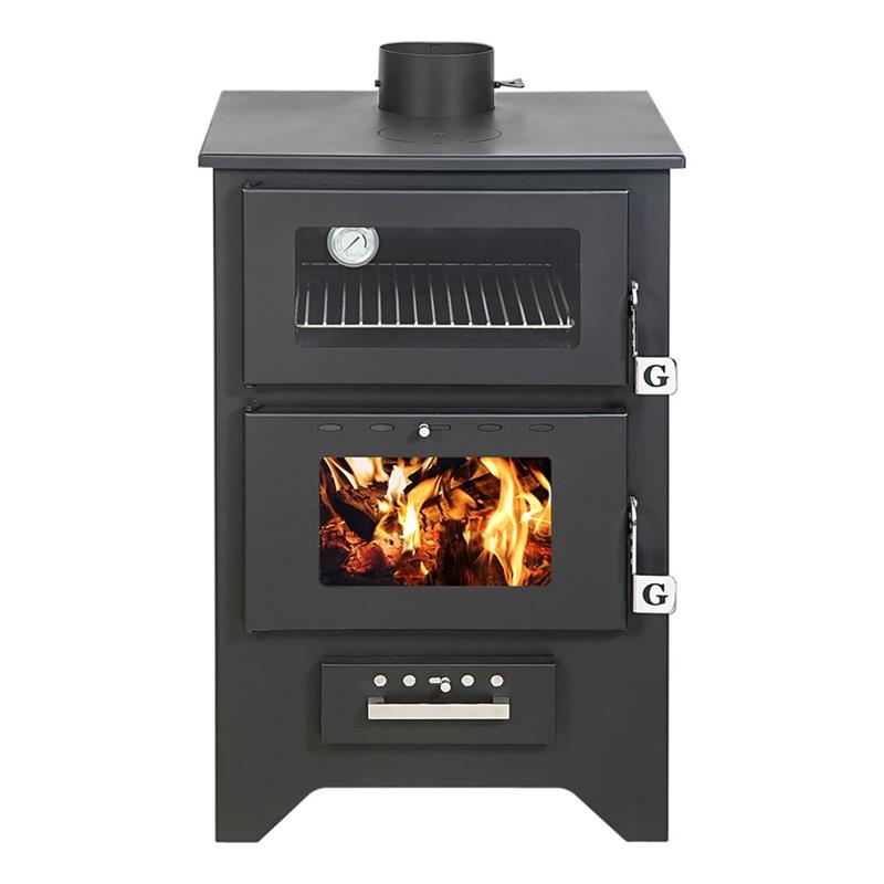 STUFA LEGNA SILVIA CON FORNO NERA   14,6 KW L50,5XP58,5XH90,