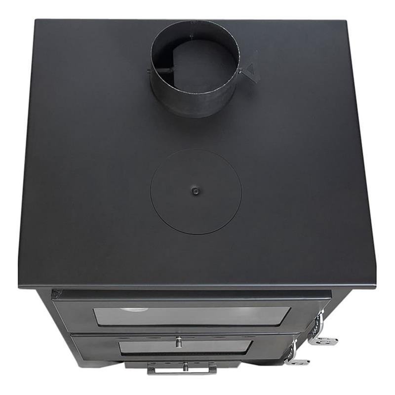 STUFA LEGNA SILVIA CON FORNO NERA   14,6 KW L50,5XP58,5XH90,