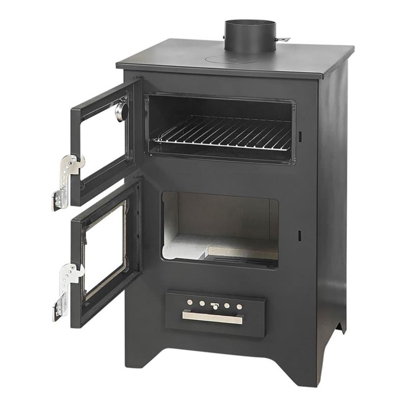 STUFA LEGNA SILVIA CON FORNO NERA   14,6 KW L50,5XP58,5XH90,