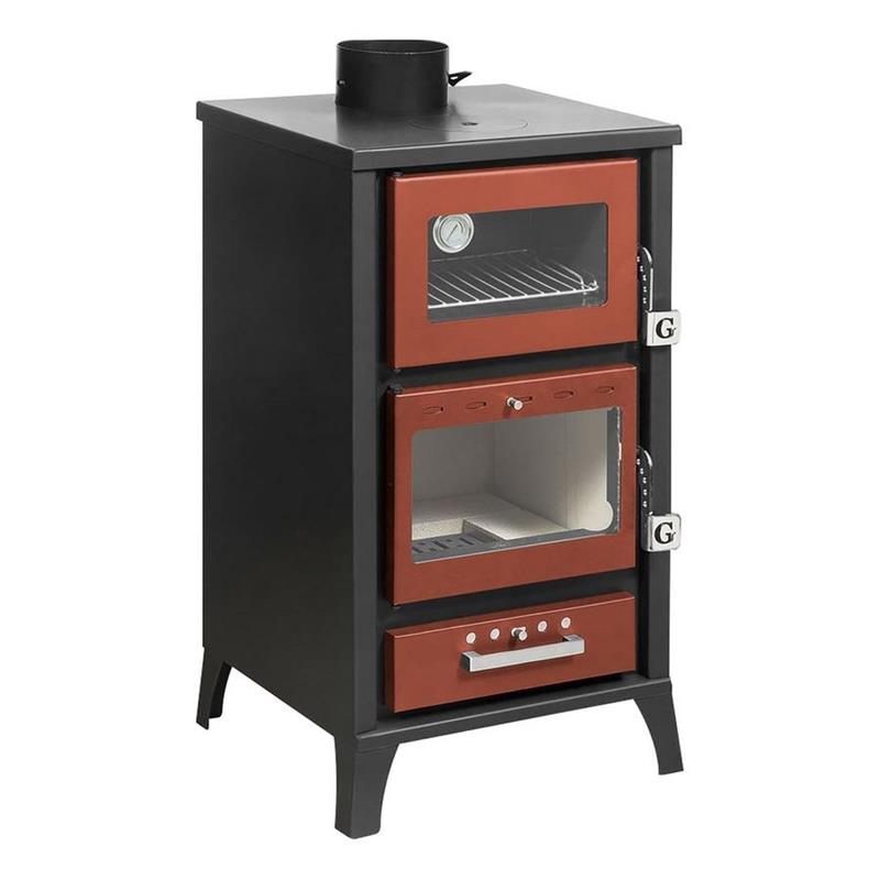 STUFA LEGNA CON FORNO MARZIA ROSSA   15,3 KW L45XP48,5XH91,5
