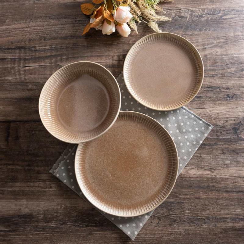 SET ERIKA 18 PIATTIIN CERAMICA 124E MARRONE