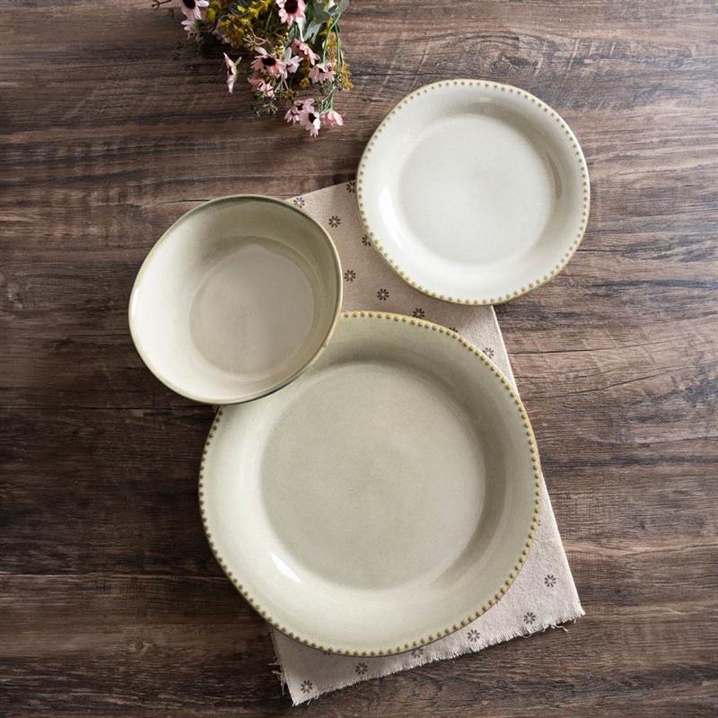SET RITA 18 PIATTI IN CERAMICA 92E MARRONE CHIARO
