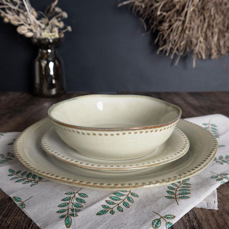 SET RITA 18 PIATTI IN CERAMICA 92E MARRONE CHIARO