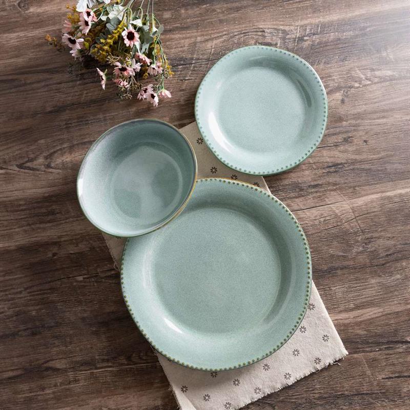 SET RITA 18 PIATTI IN CERAMICA 92E AZZURRO