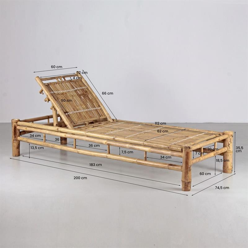 BAMBOO LETTINO 199X74X83CM ECRU