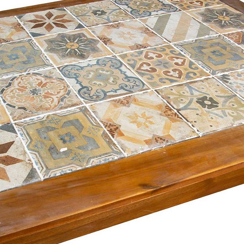 TAVOLO SORRENTO ACACIA SBIANCATA PIANO PIASTRELLE 201X100X75
