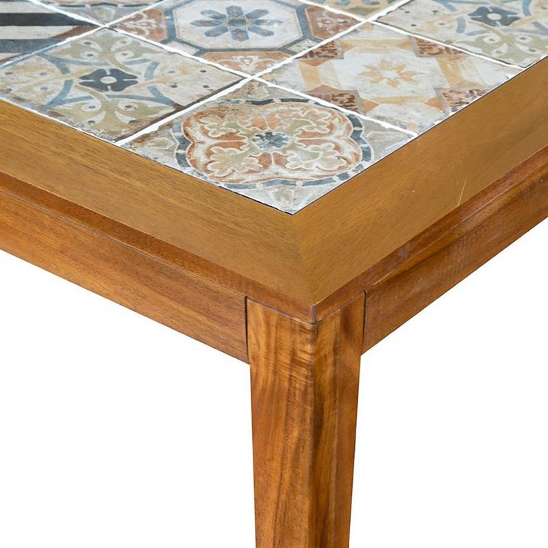 TAVOLO SORRENTO ACACIA SBIANCATA PIANO PIASTRELLE 201X100X75
