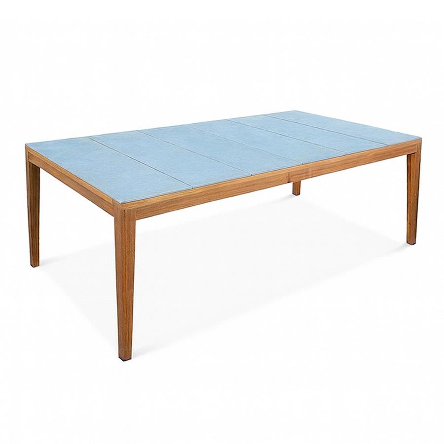 TAVOLO KERK ACACIA SBIANCATA PIANO IN PIASTRELLE 201X100X75