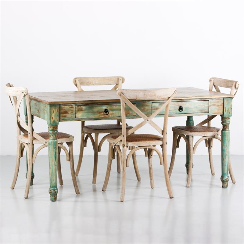 SALENTO TAVOLO 2/C MANGO 160X80X78CM AZZURRO DEK