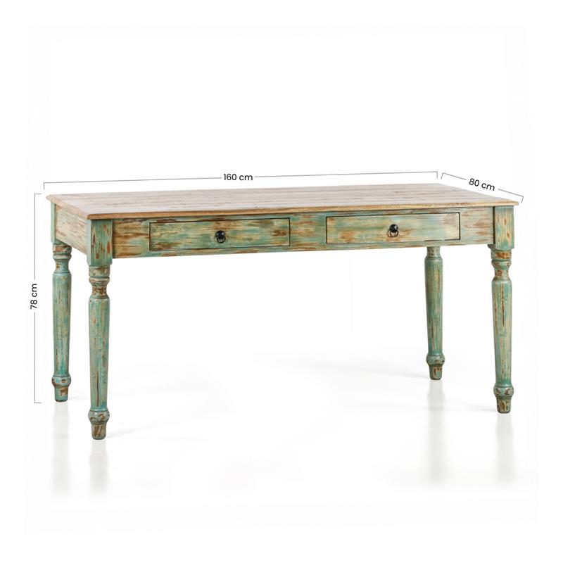 SALENTO TAVOLO 2/C MANGO 160X80X78CM AZZURRO DEK