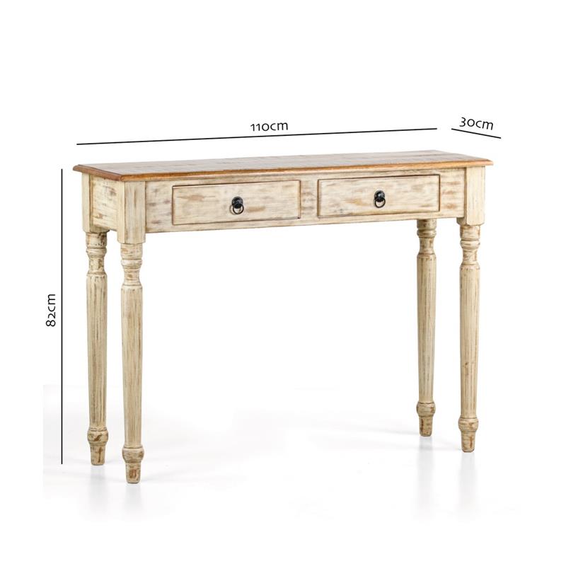 SALENTO CONSOLLE MANGO 110X30X82CM BIANCO DEK