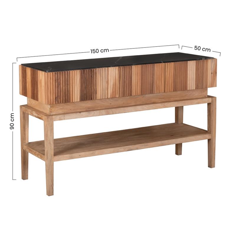 RIGA CONSOLLE MARMO NERO MANGO 150X50X90CM