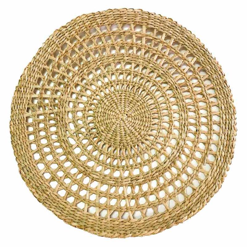SET PLACEMAT  CIRCOLARI IN SEAGRASS NATURALE D. 38