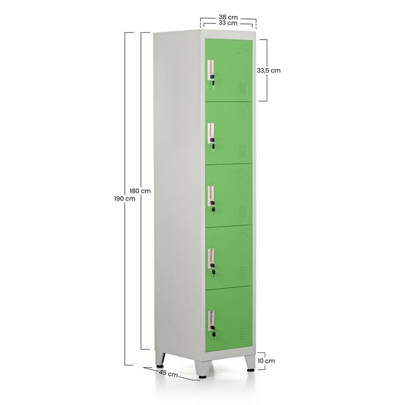 YUMI ARMADIO 5/A 38X45X190 CM GRIGIO/VERDE