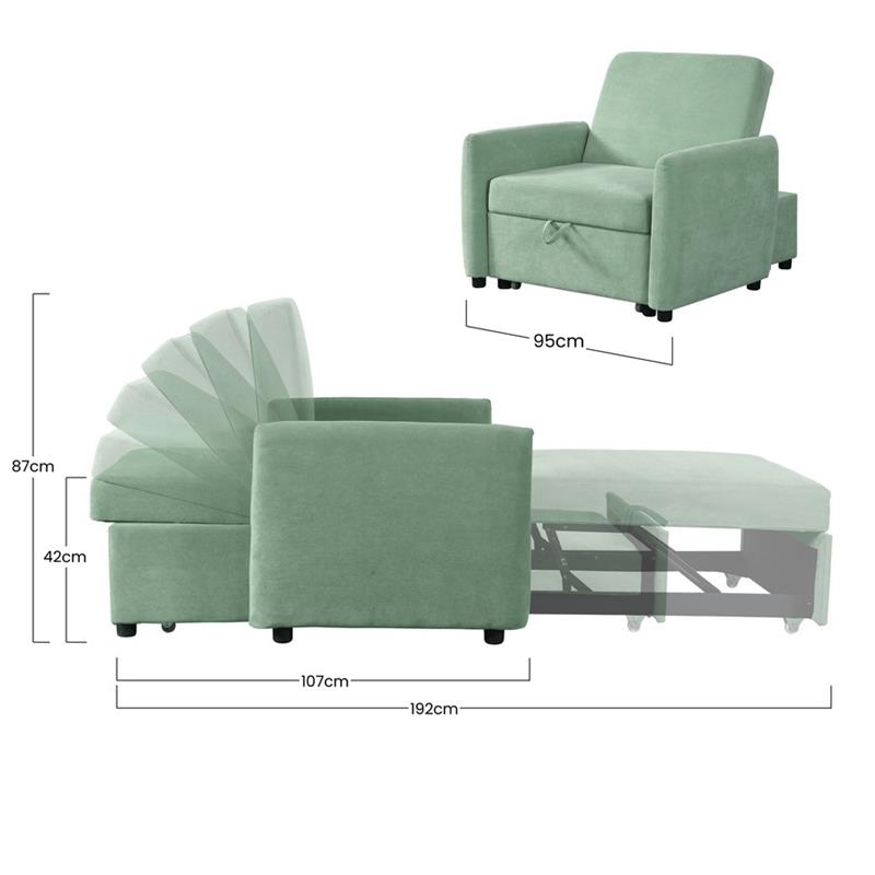 OULIDA POLTRONA LETTO VERDE ACQUA #16