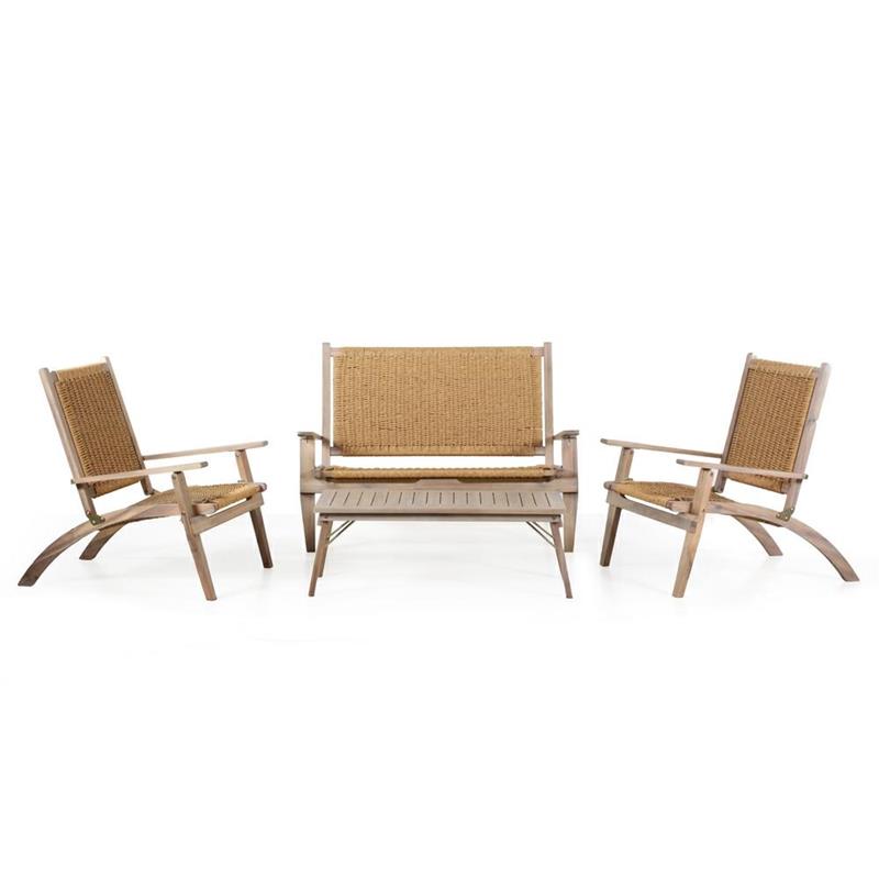 SET PRIMAVERA EVO ACACIA SBIANCATA E POLYRATTAN