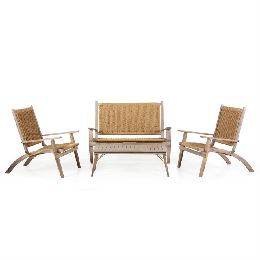 SET PRIMAVERA EVO ACACIA SBIANCATA E POLYRATTAN