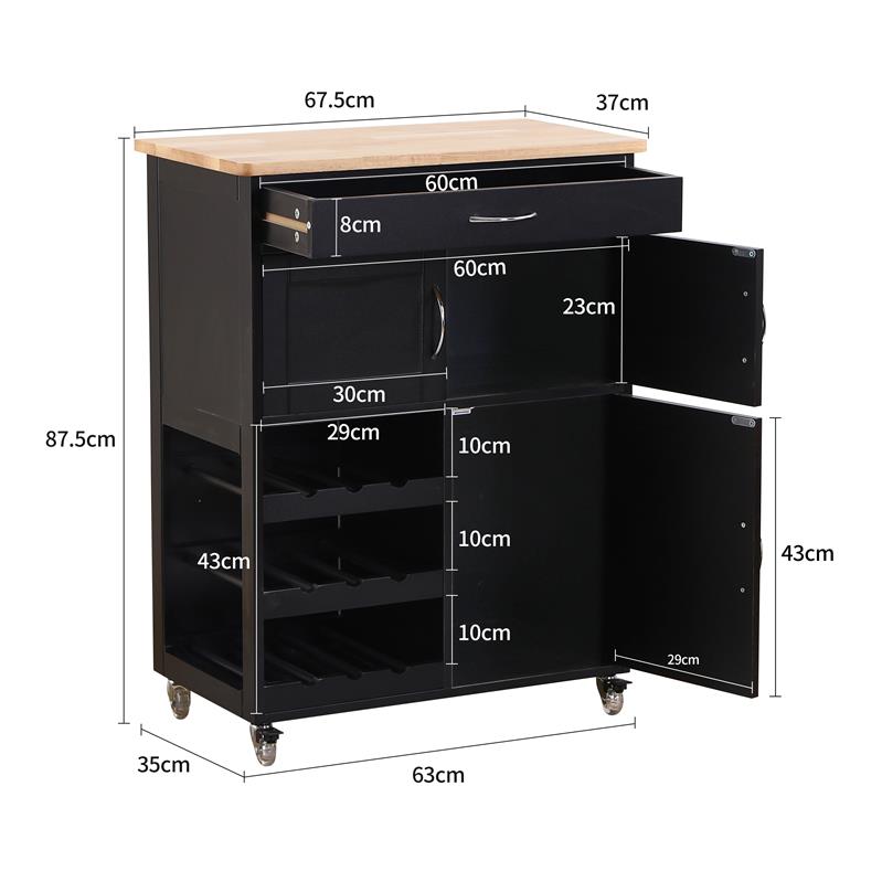 FEBE MOBILETTO CUCINA NERO 67X36X87 CM