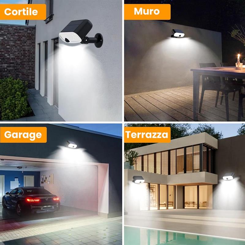FARETTI SOLARI CON SENSORE DI MOVIMENTO 2PZ