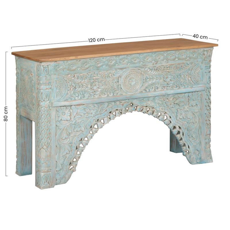 INDI CONSOLLE MANGO SCOLPITA BLU 120X40X82CM