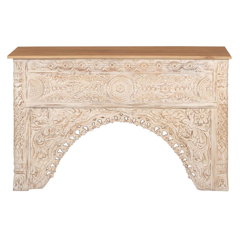 INDI CONSOLLE MANGO SCOLPITA BIANCA 120X40X80CM