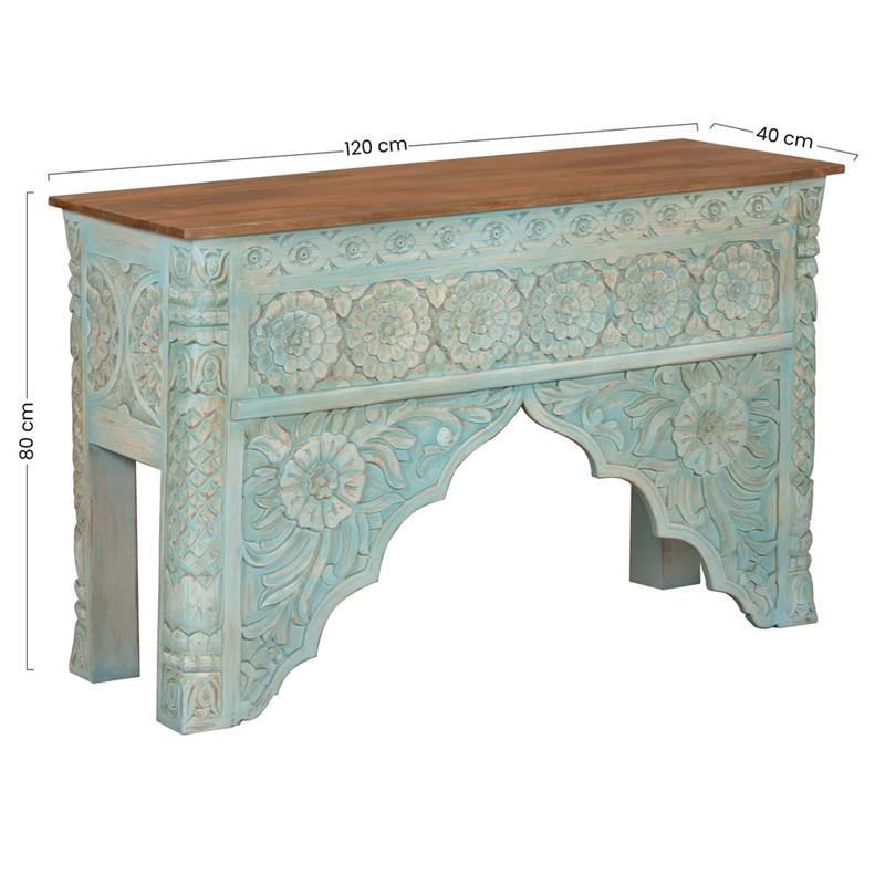 INDI CONSOLLE MANGO SCOLPITA BLU 120X40X82CM