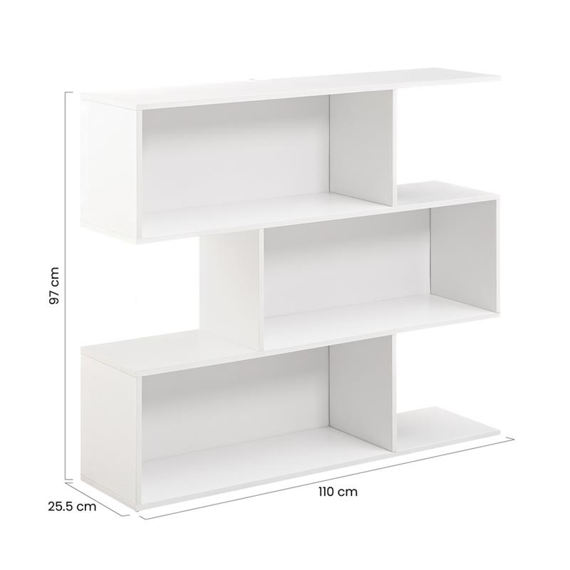 ZAGO LIBRERIA 3 RIPIANI BIANCA 110X25X97 CM