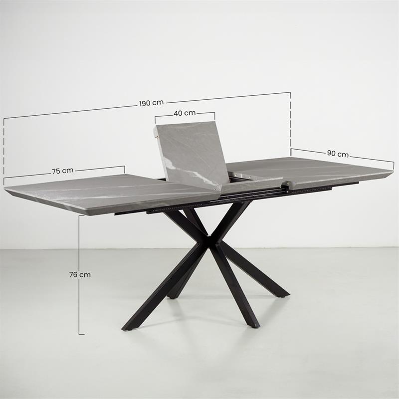 GABRY TAVOLO EXTEN MARMO GRIGIO SCURO 150-190X90X76 CM
