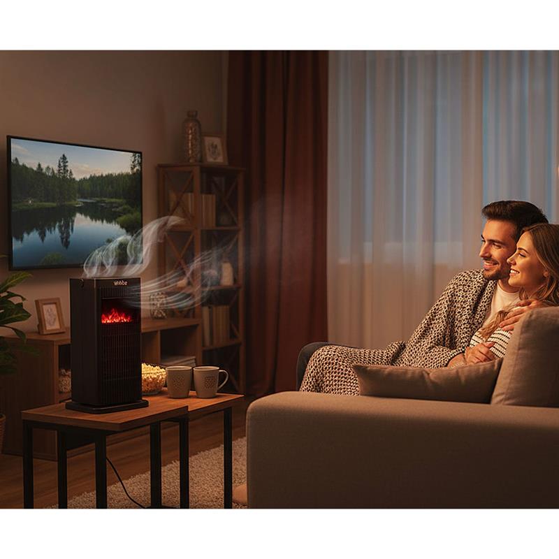 WHITE STUFA ELETTRICA EFFETTO CAMINO