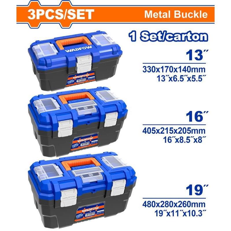 SET DI 3 CASSETTE PER ATTREZZI - FIBBIA IN METALLO