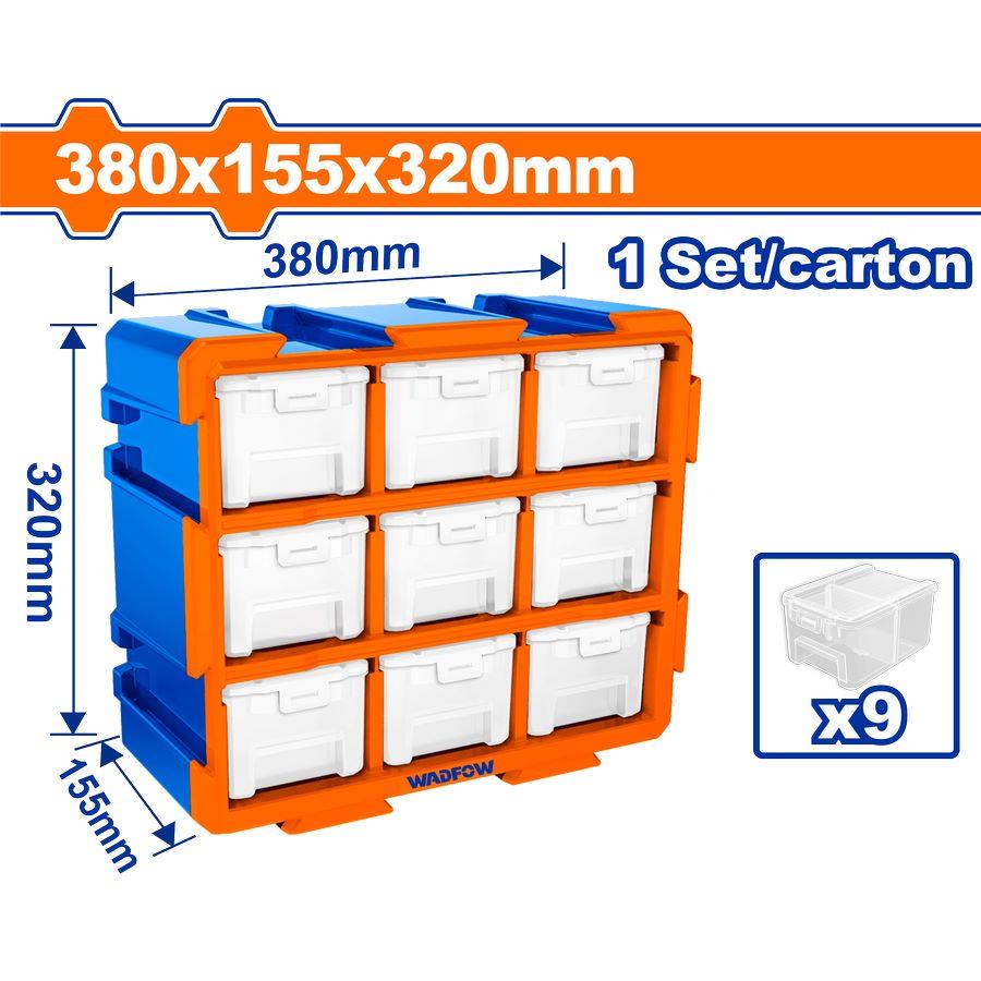 CASSETTIERA MODULARE 9 CASSETTI TRASPARENTI - 380X155X320MM