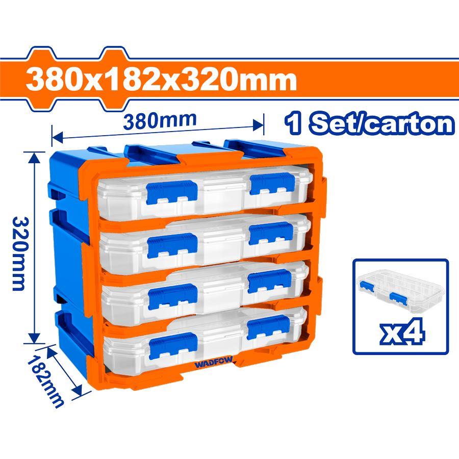 CASSETTIERA MODULARE 4 CASSETTI TRASPARENTI - 380X182X320MM