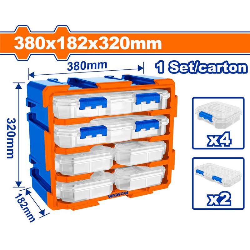 CASSETTIERA MODULARE 4 CASSETTI TRASPARENTI - 380X182X320MM