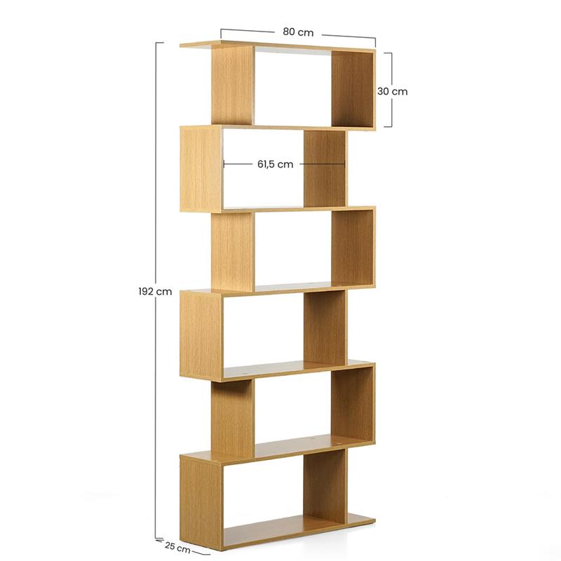 ZAGO LIBRERIA 6 RIPIANI ROVERE 80X25X192 CM