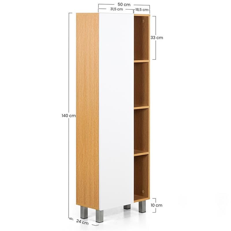 MOBILE COLONNA 1 ANTA BIACO/ROVERE 50X24X140 CM