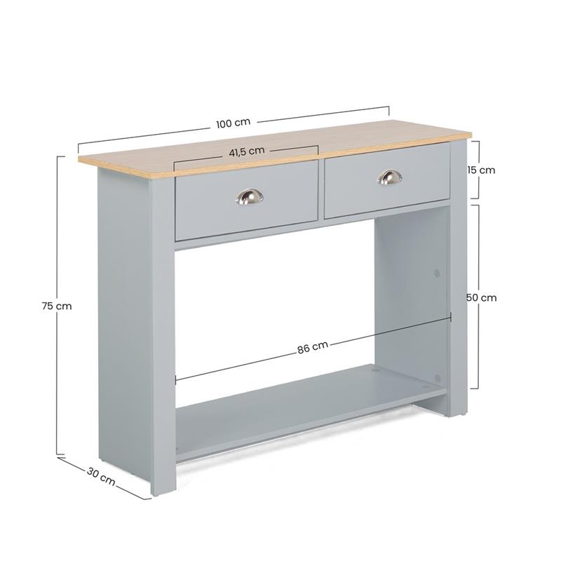 GINEVRA CONSOLLE GRIGIA 100X30X75 CM