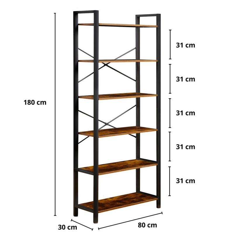TYLER LIBRERIA INDUSTRIAL 6 RIPIANI 80X30X186 CM
