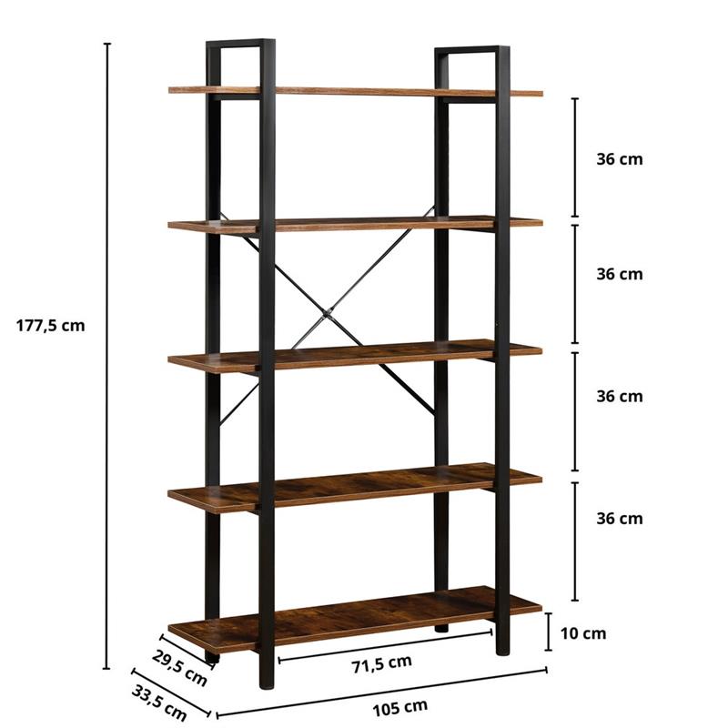 TYLER LIBRERIA INDUSTRIAL 5 RIPIANI 105X33,5X177,5 CM