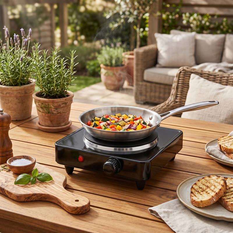 Piastra elettrica singola portatile da 1000W per cucina Metallo