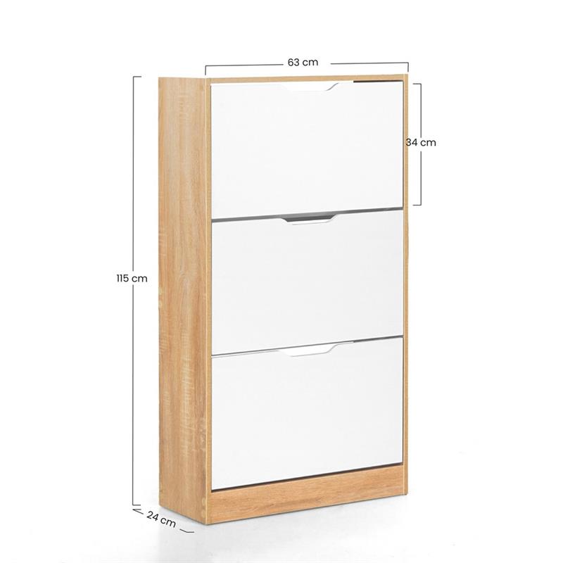 SKY SCARPIERA 3 ANTE BIANCA/ROVERE 63X24X115 CM