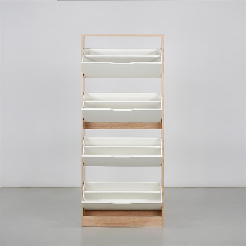 SKY SCARPIERA 4 ANTE BIANCA/ROVERE 63X24X150 CM