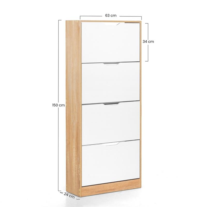 SKY SCARPIERA 4 ANTE BIANCA/ROVERE 63X24X150 CM