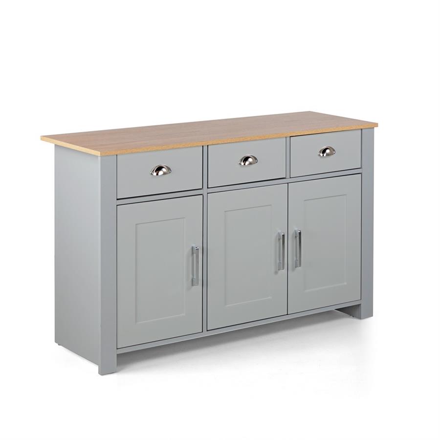 GINEVRA CREDENZA GRIGIA TOP ROVERE 120X40X75 CM