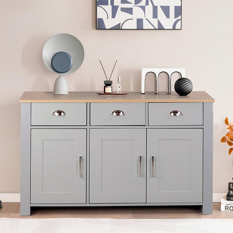 GINEVRA CREDENZA GRIGIA TOP ROVERE 120X40X75 CM